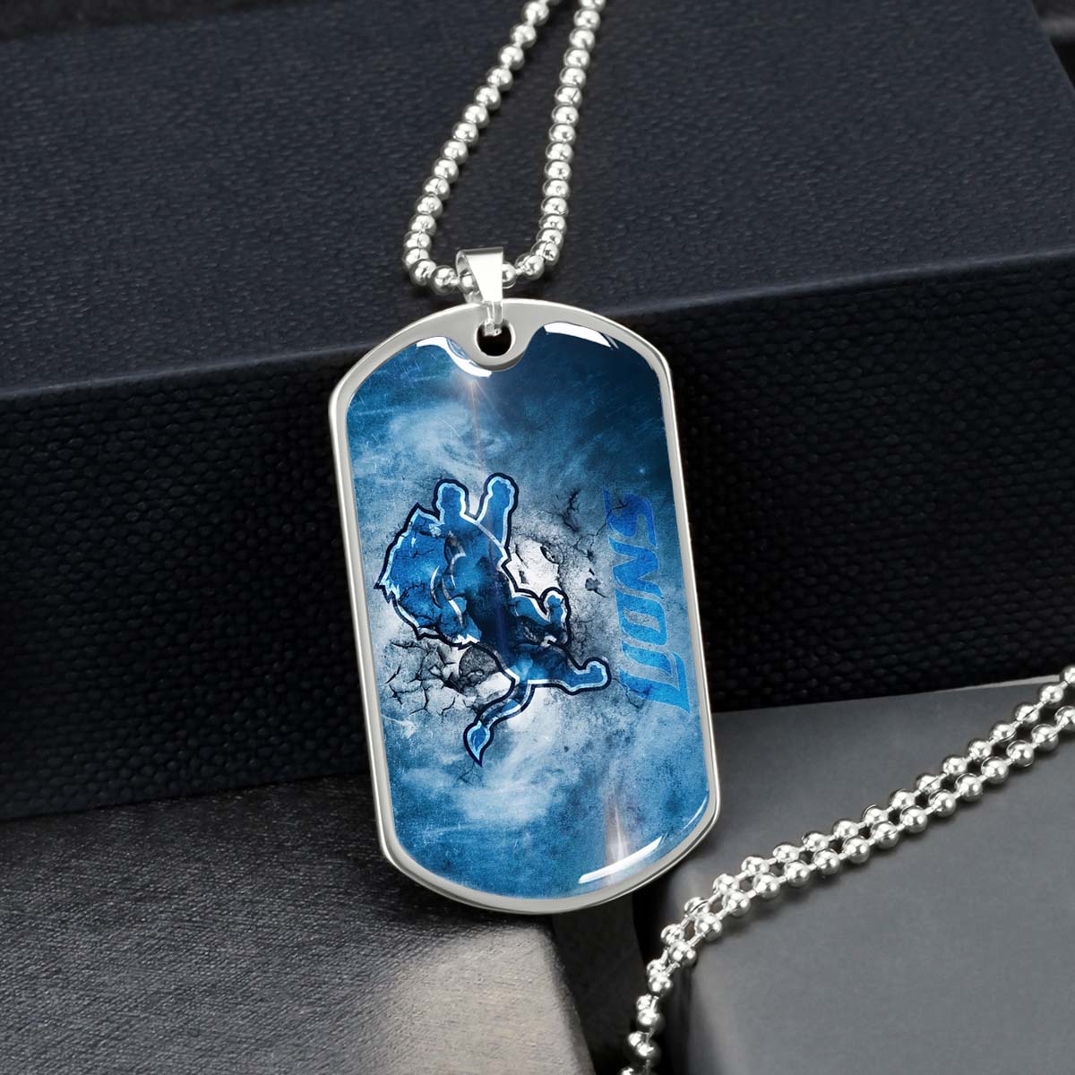 American Football - AFD062 - Detroit Lions - NFL Football Team - American Football Dog Tag - Military Ball Chain - Luxury Dog Tag
