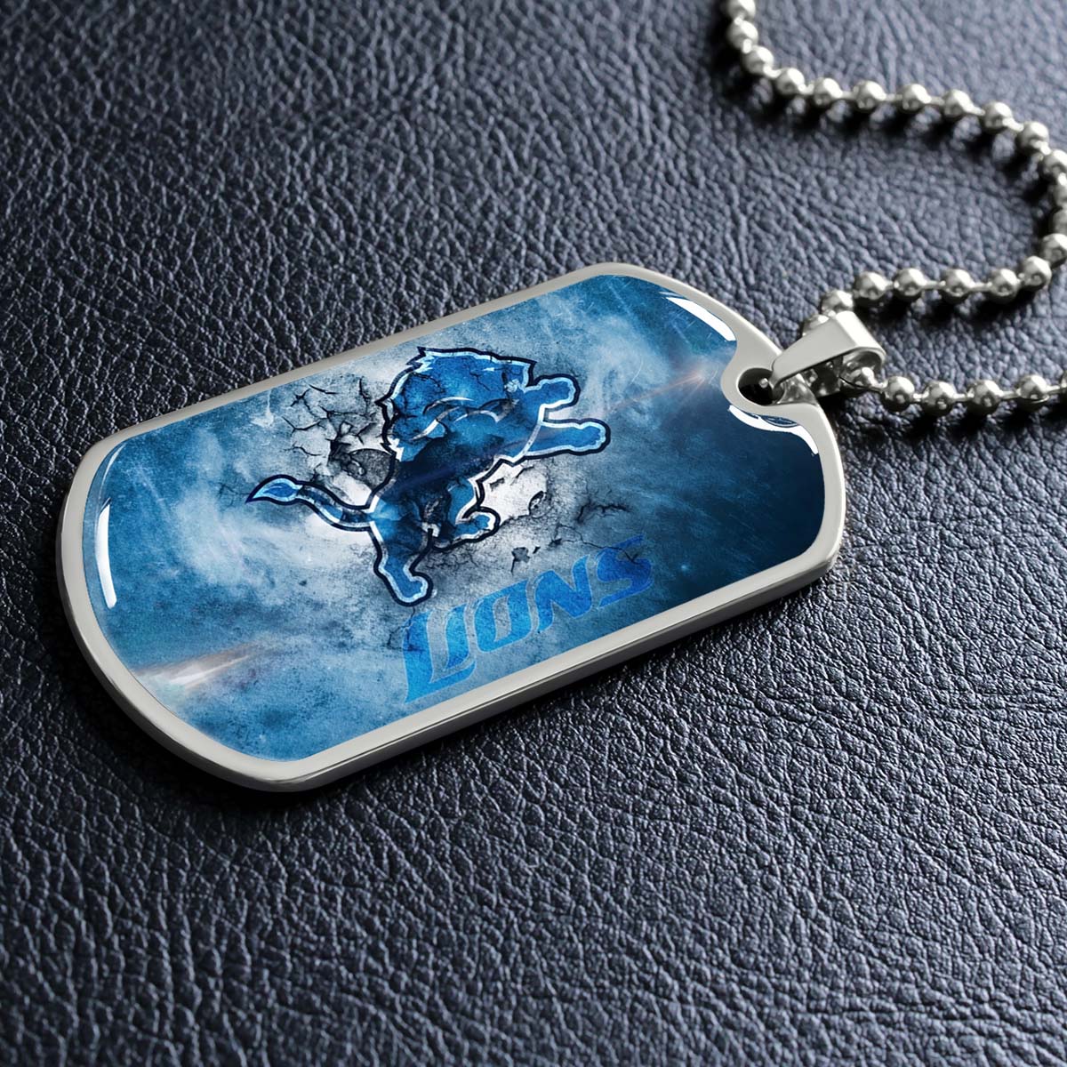 American Football - AFD062 - Detroit Lions - NFL Football Team - American Football Dog Tag - Military Ball Chain - Luxury Dog Tag