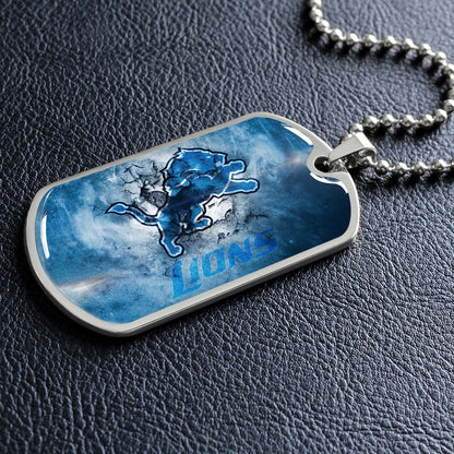 American Football - AFD062 - Detroit Lions - NFL Football Team - American Football Dog Tag - Military Ball Chain - Luxury Dog Tag