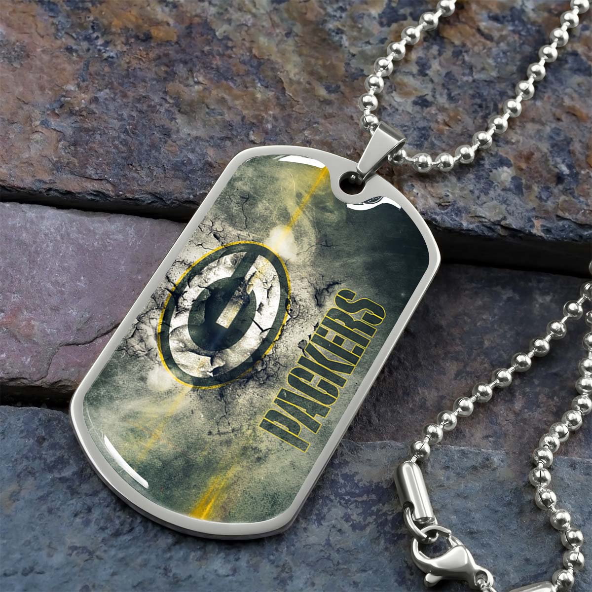 American Football - AFD063 - Green Bay Packers - NFL Football Team - American Football Dog Tag - Military Ball Chain - Luxury Dog Tag