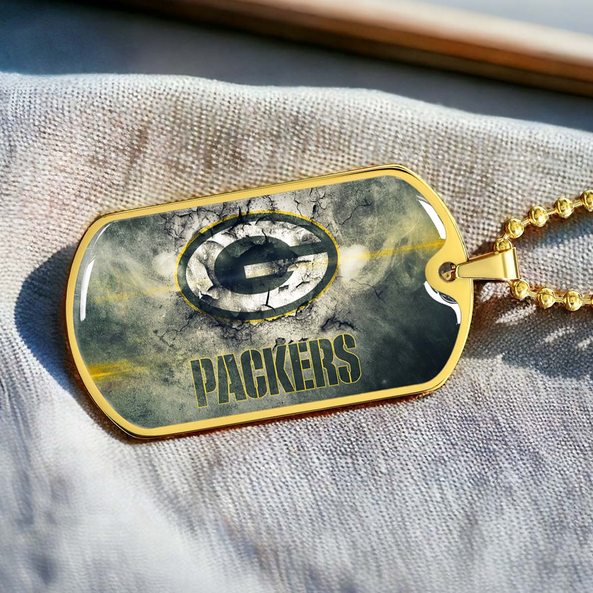 American Football Dog Tag Necklace - AFD063 - Green Bay Packers - NFL Teams - Military Ball Chain