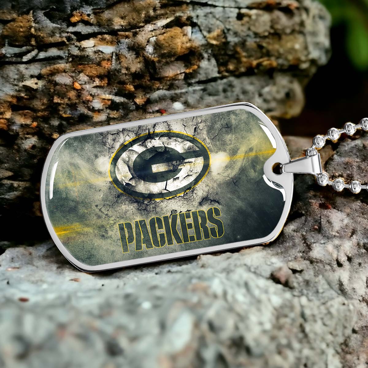 American Football - AFD063 - Green Bay Packers - NFL Football Team - American Football Dog Tag - Military Ball Chain - Luxury Dog Tag
