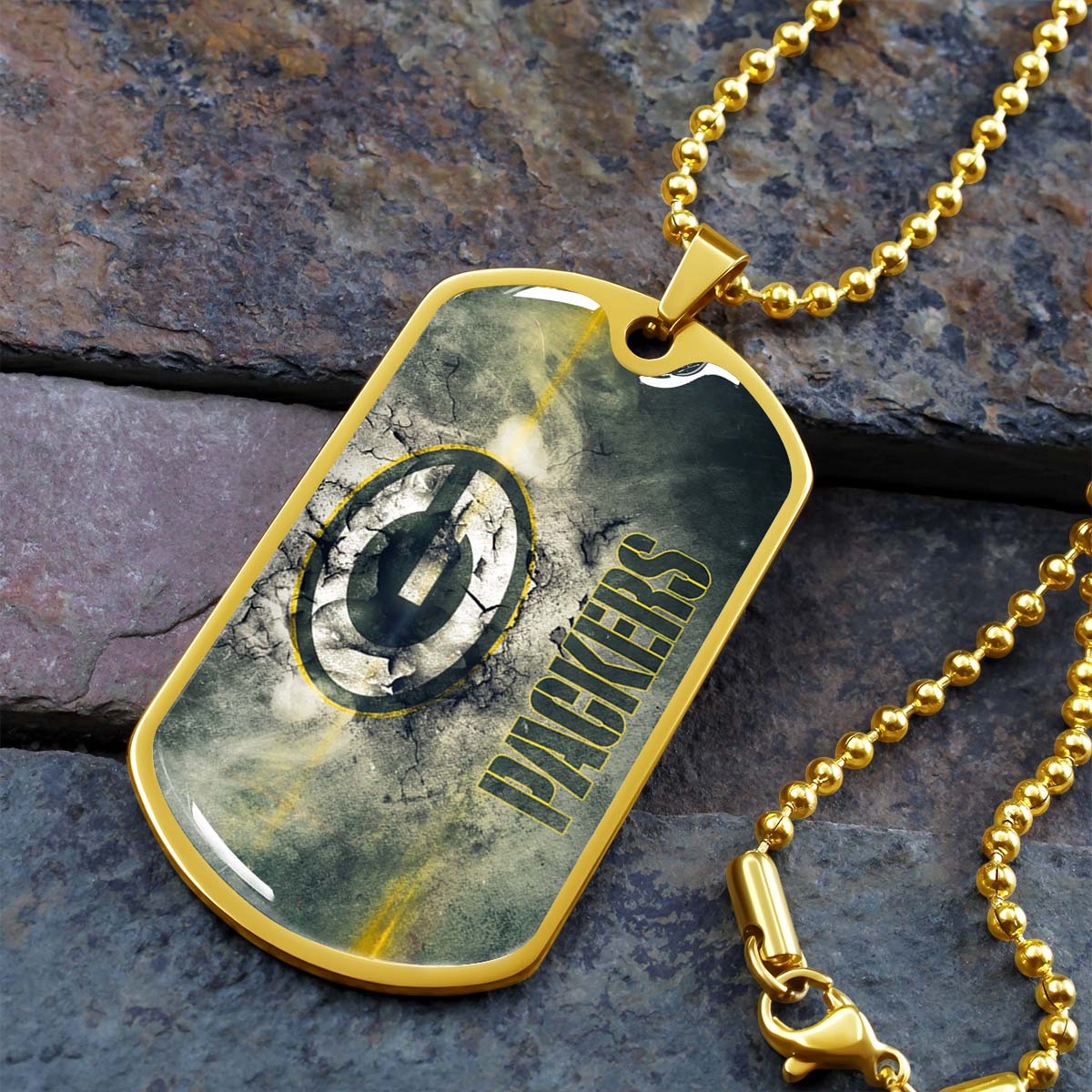 American Football - AFD063 - Green Bay Packers - NFL Football Team - American Football Dog Tag - Military Ball Chain - Luxury Dog Tag