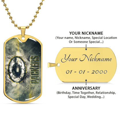 American Football - AFD063 - Green Bay Packers - NFL Football Team - American Football Dog Tag - Military Ball Chain - Luxury Dog Tag