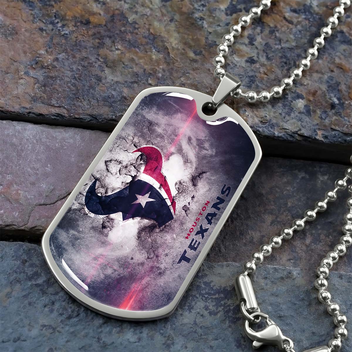 American Football - AFD064 - Houston Texans - NFL Football Team - American Football Dog Tag - Military Ball Chain - Luxury Dog Tag