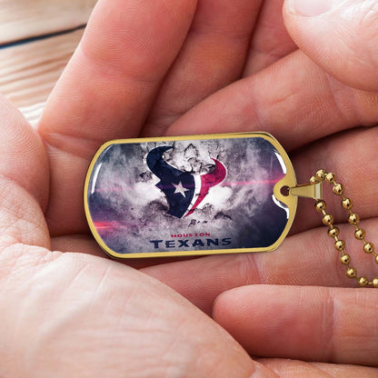 American Football - AFD064 - Houston Texans - NFL Football Team - American Football Dog Tag - Military Ball Chain - Luxury Dog Tag