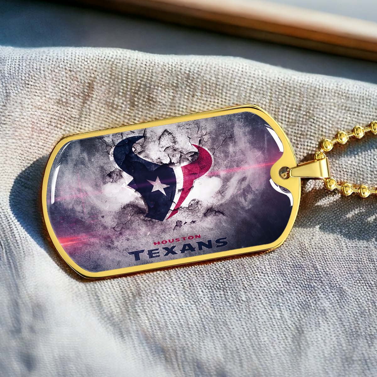 American Football - AFD064 - Houston Texans - NFL Football Team - American Football Dog Tag - Military Ball Chain - Luxury Dog Tag