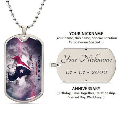 American Football - AFD064 - Houston Texans - NFL Football Team - American Football Dog Tag - Military Ball Chain - Luxury Dog Tag