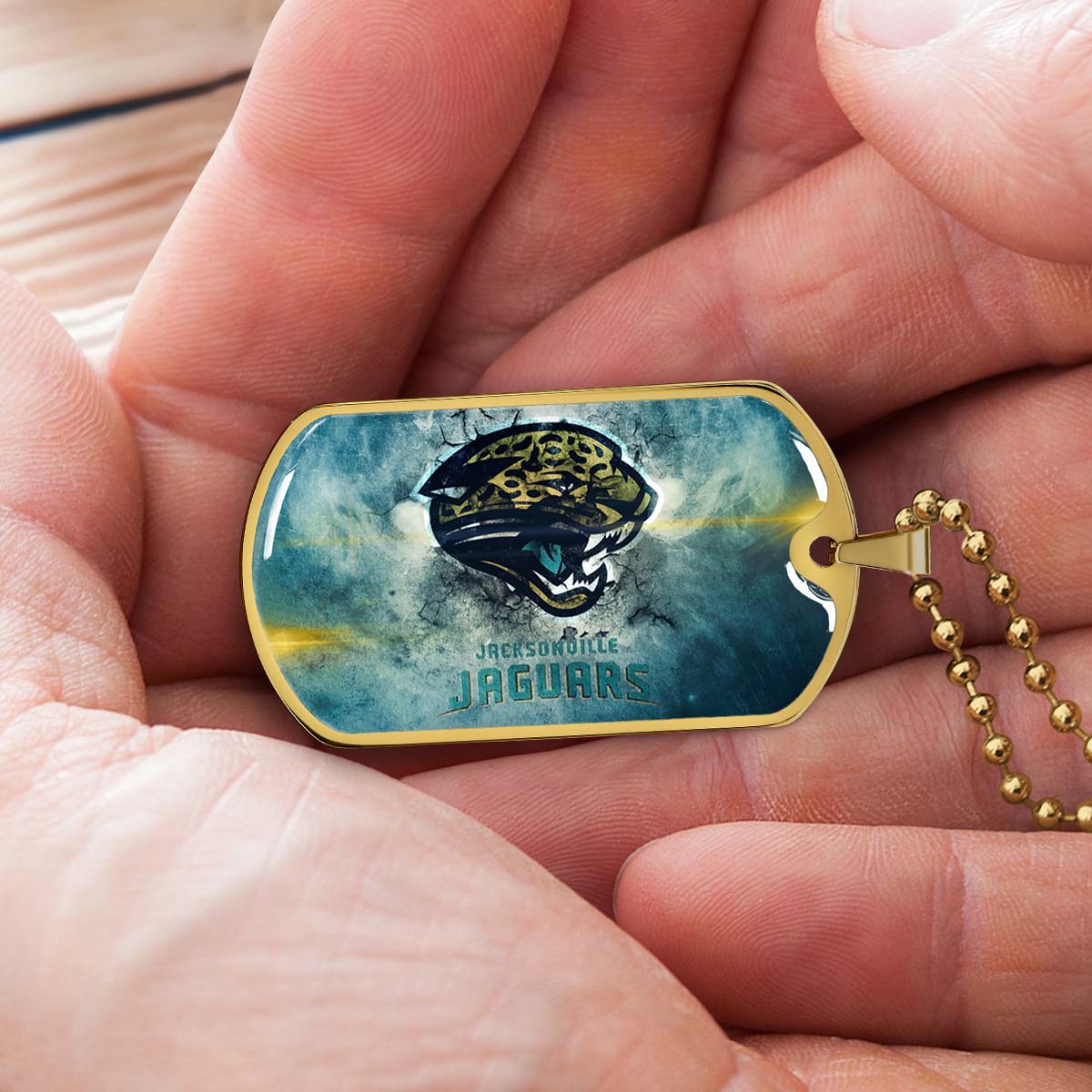American Football Dog Tag Necklace - AFD066 - Jacksonville Jaguars - NFL Teams - Military Ball Chain