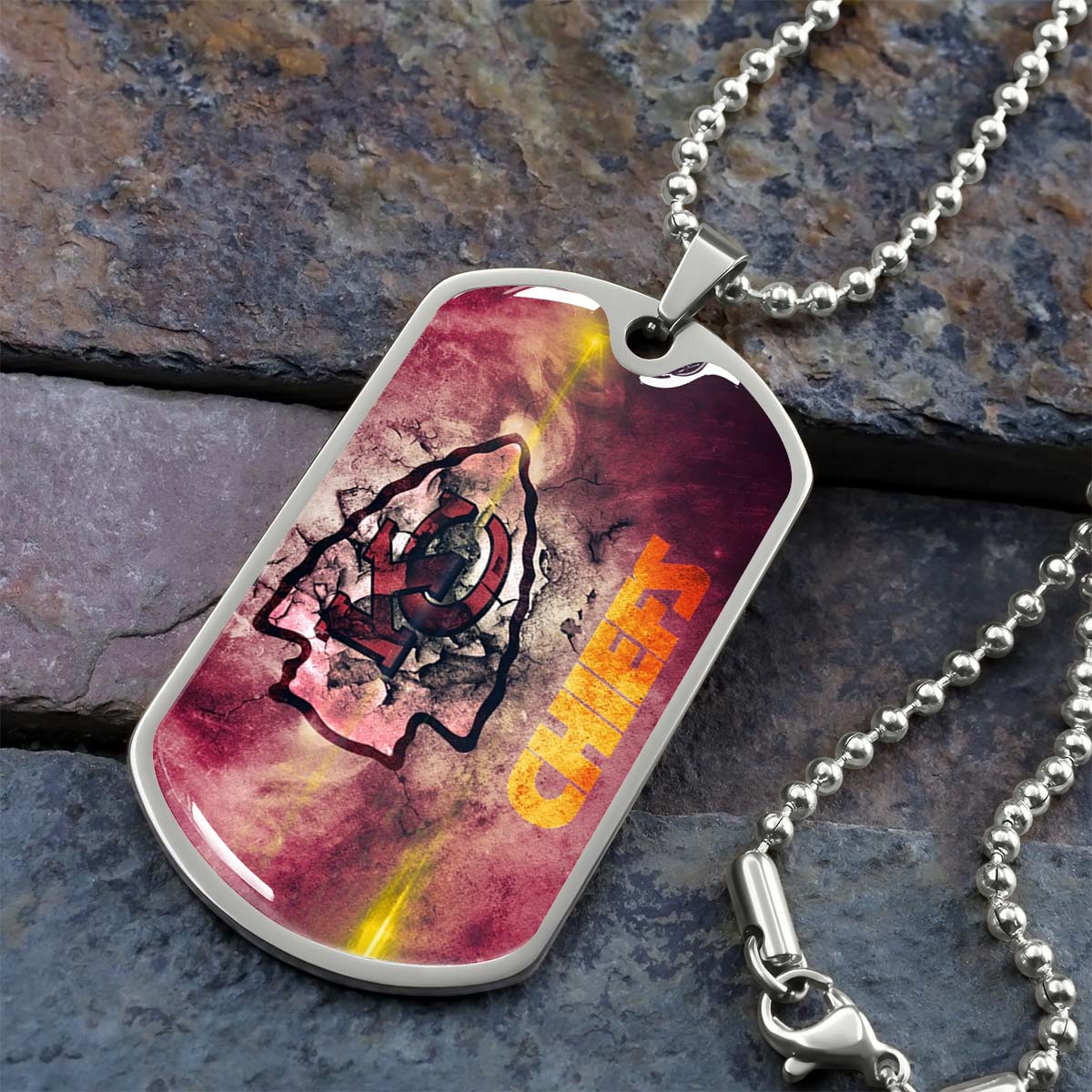 American Football - AFD067 - Kansas City Chiefs - NFL Football Team - American Football Dog Tag - Military Ball Chain - Luxury Dog Tag