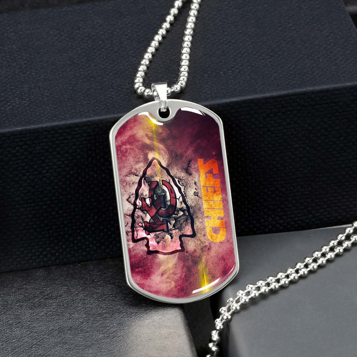 American Football - AFD067 - Kansas City Chiefs - NFL Football Team - American Football Dog Tag - Military Ball Chain - Luxury Dog Tag
