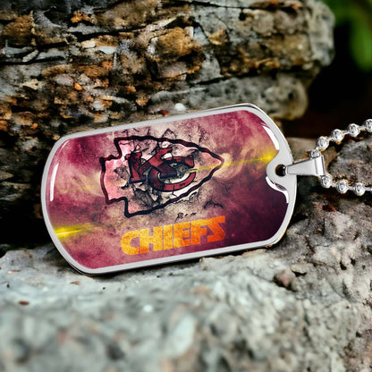 American Football - AFD067 - Kansas City Chiefs - NFL Football Team - American Football Dog Tag - Military Ball Chain - Luxury Dog Tag