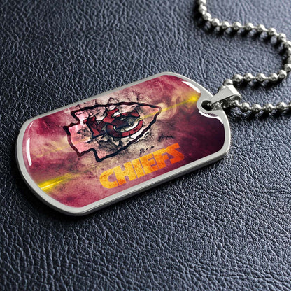 American Football - AFD067 - Kansas City Chiefs - NFL Football Team - American Football Dog Tag - Military Ball Chain - Luxury Dog Tag