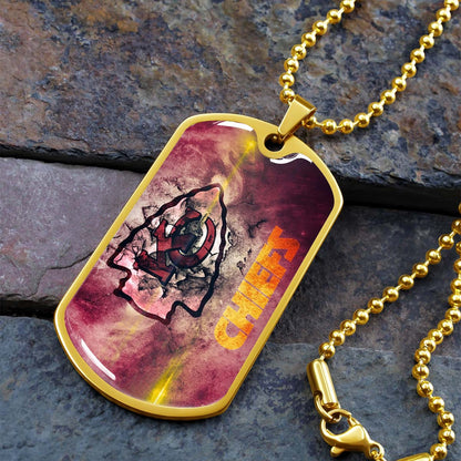 American Football - AFD067 - Kansas City Chiefs - NFL Football Team - American Football Dog Tag - Military Ball Chain - Luxury Dog Tag