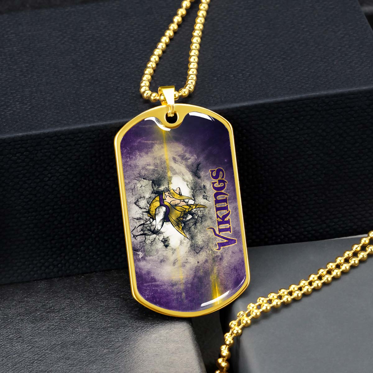 American Football - AFD069 - Minnesota Vikings - NFL Football Team - American Football Dog Tag - Military Ball Chain - Luxury Dog Tag