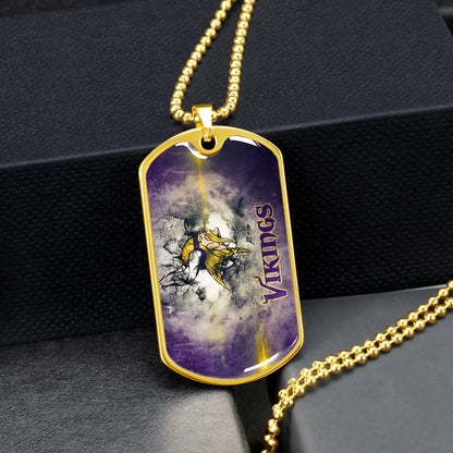 American Football - AFD069 - Minnesota Vikings - NFL Football Team - American Football Dog Tag - Military Ball Chain - Luxury Dog Tag