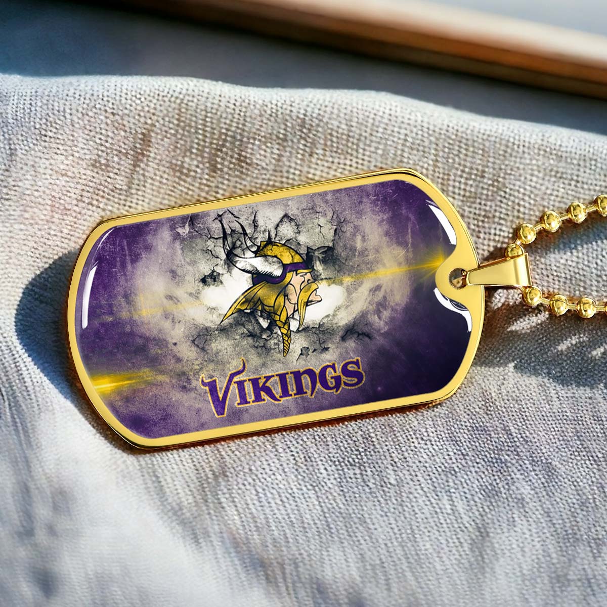American Football - AFD069 - Minnesota Vikings - NFL Football Team - American Football Dog Tag - Military Ball Chain - Luxury Dog Tag
