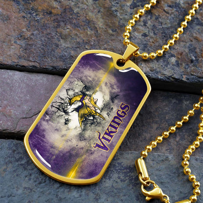 American Football - AFD069 - Minnesota Vikings - NFL Football Team - American Football Dog Tag - Military Ball Chain - Luxury Dog Tag