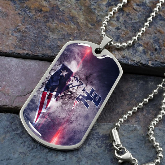 American Football - AFD070 - New England Patriots - NFL Football Team - American Football Dog Tag - Military Ball Chain - Luxury Dog Tag