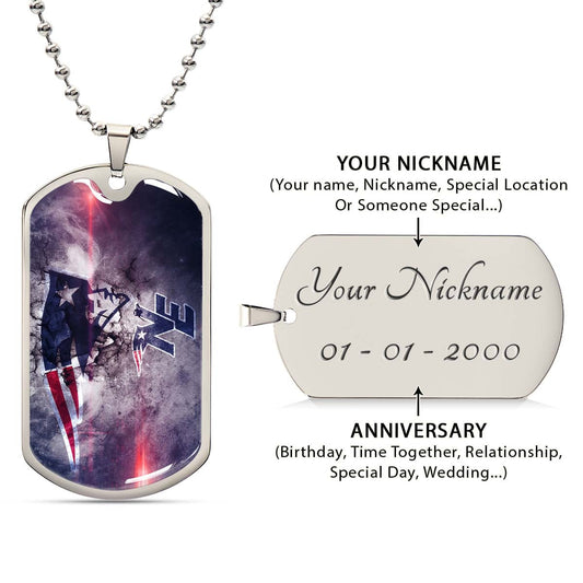 American Football Dog Tag Necklace - AFD070 - New England Patriots - NFL Teams - Military Ball Chain
