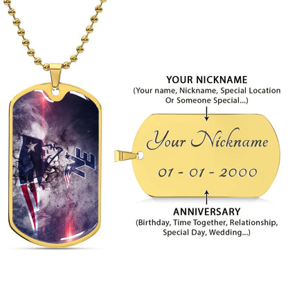 American Football - AFD070 - New England Patriots - NFL Football Team - American Football Dog Tag - Military Ball Chain - Luxury Dog Tag