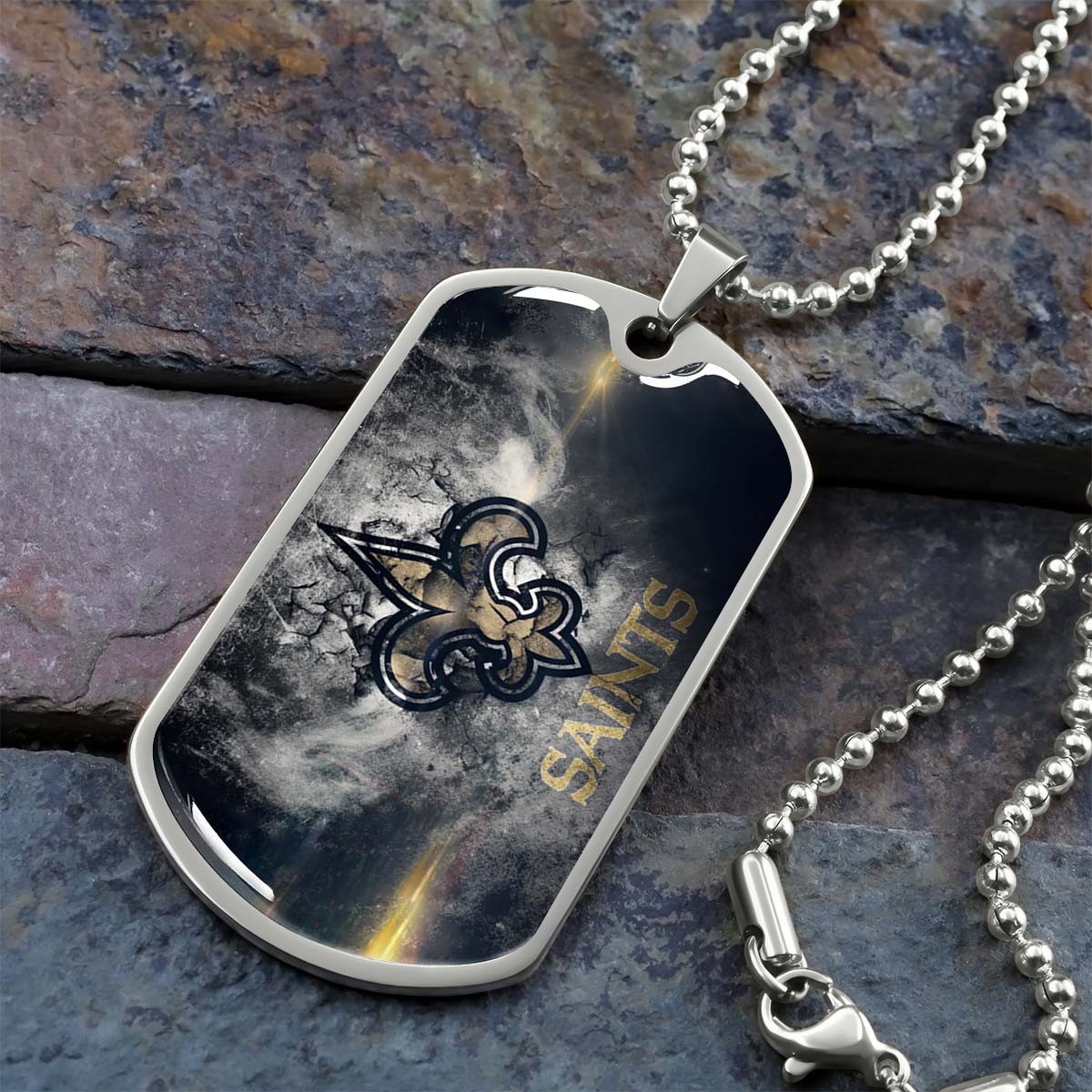 American Football - AFD071 - New Orleans Saints - NFL Football Team - American Football Dog Tag - Military Ball Chain - Luxury Dog Tag