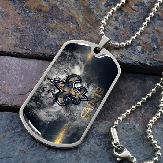 American Football - AFD071 - New Orleans Saints - NFL Football Team - American Football Dog Tag - Military Ball Chain - Luxury Dog Tag