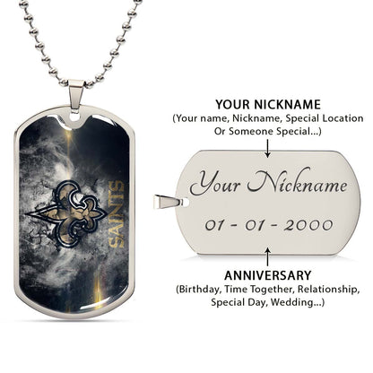American Football - AFD071 - New Orleans Saints - NFL Football Team - American Football Dog Tag - Military Ball Chain - Luxury Dog Tag
