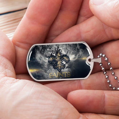 American Football - AFD071 - New Orleans Saints - NFL Football Team - American Football Dog Tag - Military Ball Chain - Luxury Dog Tag