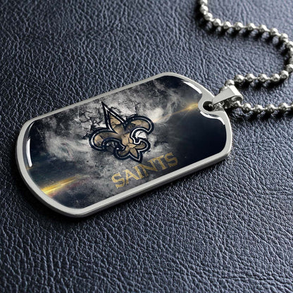 American Football - AFD071 - New Orleans Saints - NFL Football Team - American Football Dog Tag - Military Ball Chain - Luxury Dog Tag