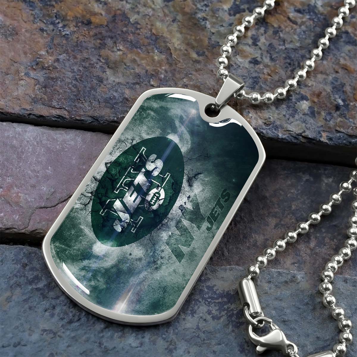 American Football - AFD073 - New York Jets - NFL Football Team - American Football Dog Tag - Military Ball Chain - Luxury Dog Tag