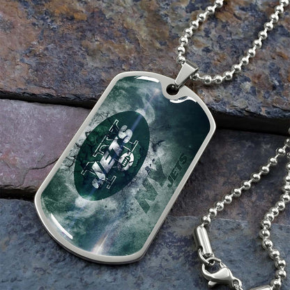 American Football - AFD073 - New York Jets - NFL Football Team - American Football Dog Tag - Military Ball Chain - Luxury Dog Tag