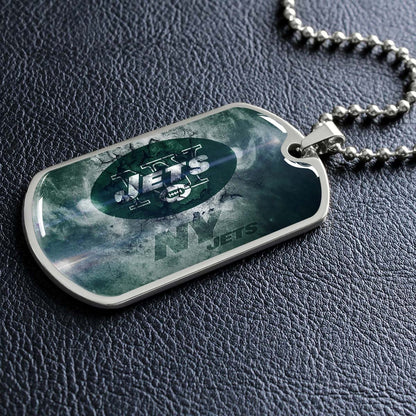 American Football - AFD073 - New York Jets - NFL Football Team - American Football Dog Tag - Military Ball Chain - Luxury Dog Tag