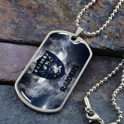 American Football - AFD074 - Oakland Raiders - NFL Football Team - American Football Dog Tag - Military Ball Chain - Luxury Dog Tag
