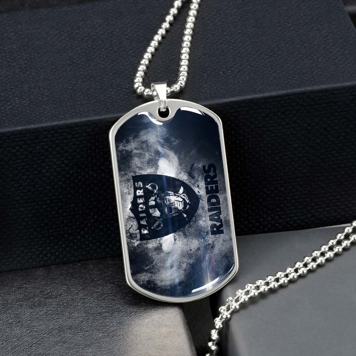 American Football Dog Tag Necklace - AFD074 - Oakland Raiders - NFL Teams - Military Ball Chain