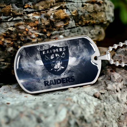 American Football - AFD074 - Oakland Raiders - NFL Football Team - American Football Dog Tag - Military Ball Chain - Luxury Dog Tag
