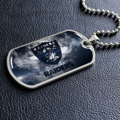 American Football Dog Tag Necklace - AFD074 - Oakland Raiders - NFL Teams - Military Ball Chain