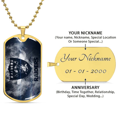 American Football - AFD074 - Oakland Raiders - NFL Football Team - American Football Dog Tag - Military Ball Chain - Luxury Dog Tag