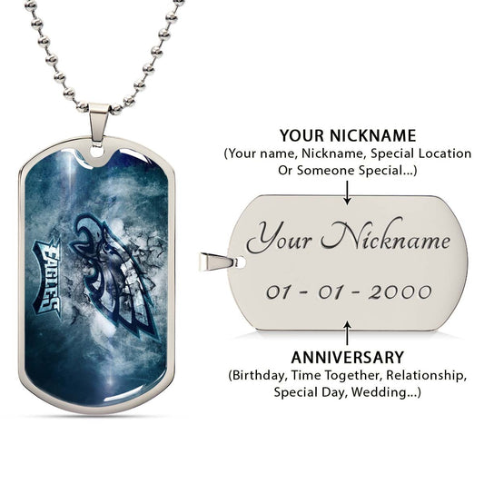 American Football Dog Tag Necklace - AFD075 - Philadelphia Eagles - NFL Teams - Military Ball Chain