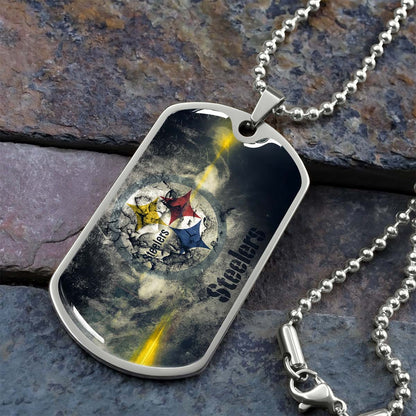 American Football - AFD076 - Pittsburgh Steelers - NFL Football Team - American Football Dog Tag - Military Ball Chain - Luxury Dog Tag