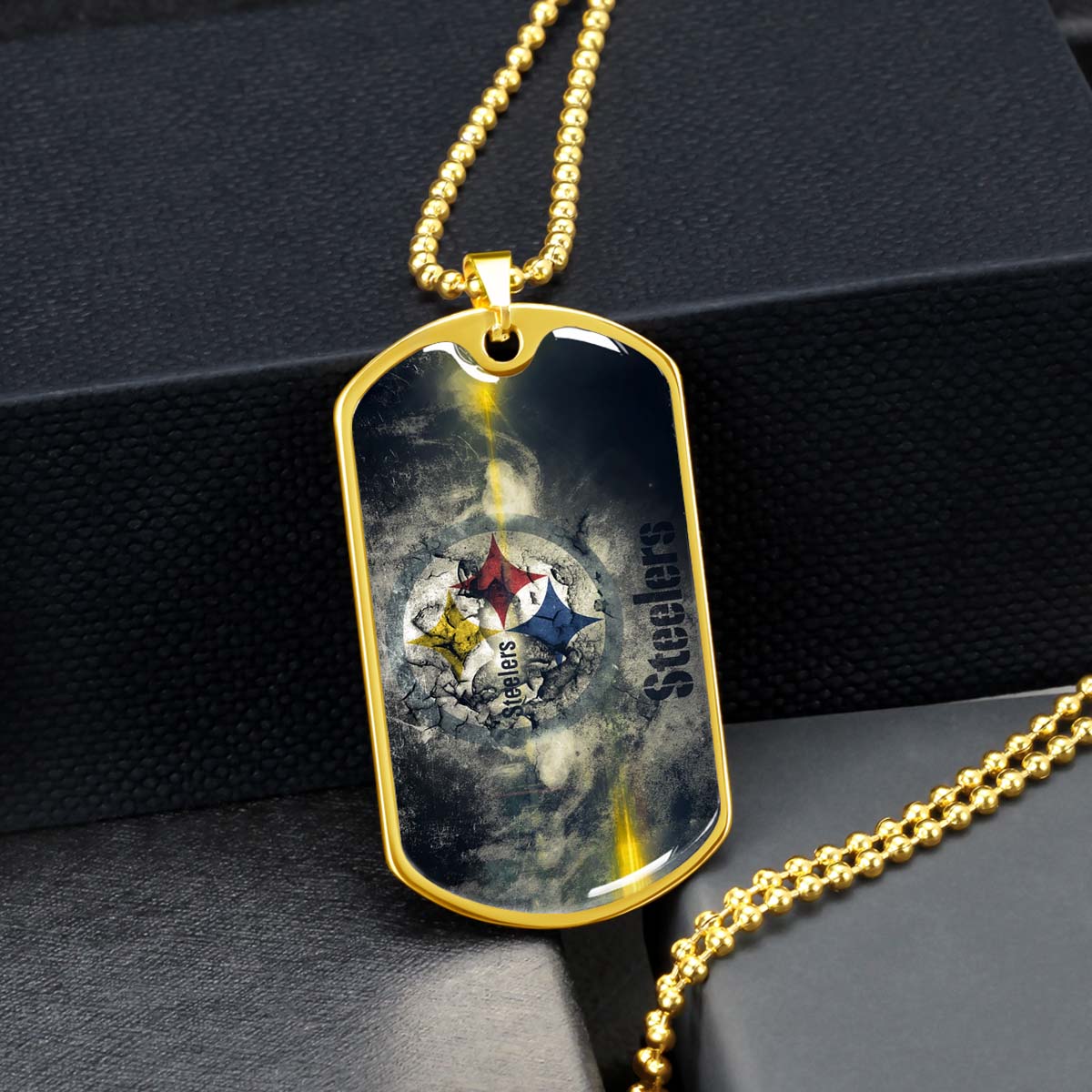 American Football - AFD076 - Pittsburgh Steelers - NFL Football Team - American Football Dog Tag - Military Ball Chain - Luxury Dog Tag