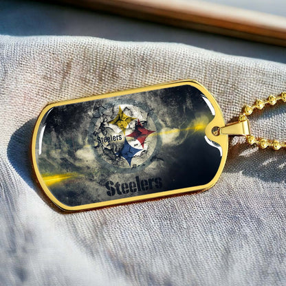 American Football - AFD076 - Pittsburgh Steelers - NFL Football Team - American Football Dog Tag - Military Ball Chain - Luxury Dog Tag