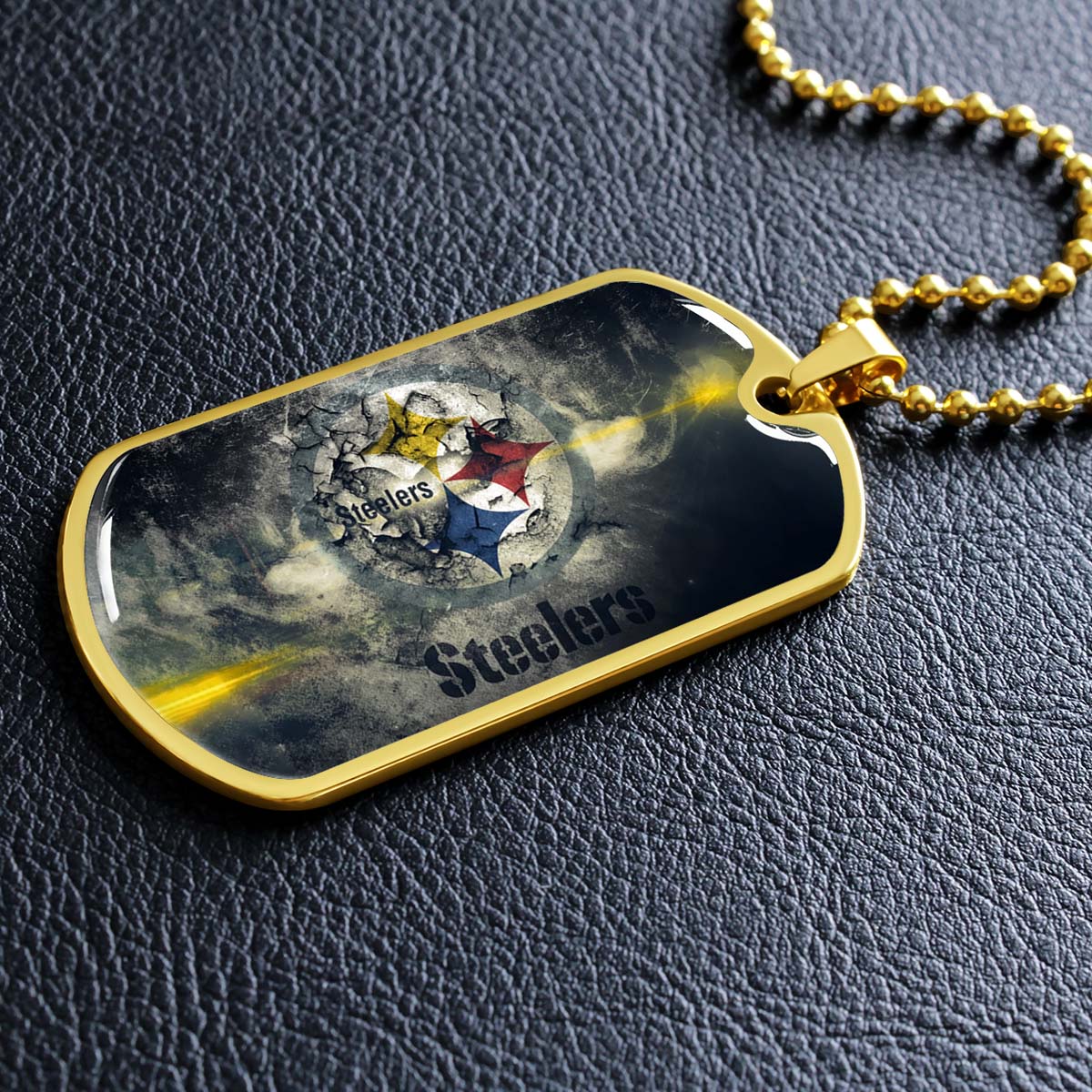 American Football - AFD076 - Pittsburgh Steelers - NFL Football Team - American Football Dog Tag - Military Ball Chain - Luxury Dog Tag