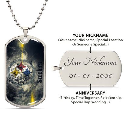 American Football - AFD076 - Pittsburgh Steelers - NFL Football Team - American Football Dog Tag - Military Ball Chain - Luxury Dog Tag