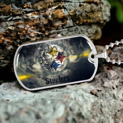 American Football - AFD076 - Pittsburgh Steelers - NFL Football Team - American Football Dog Tag - Military Ball Chain - Luxury Dog Tag