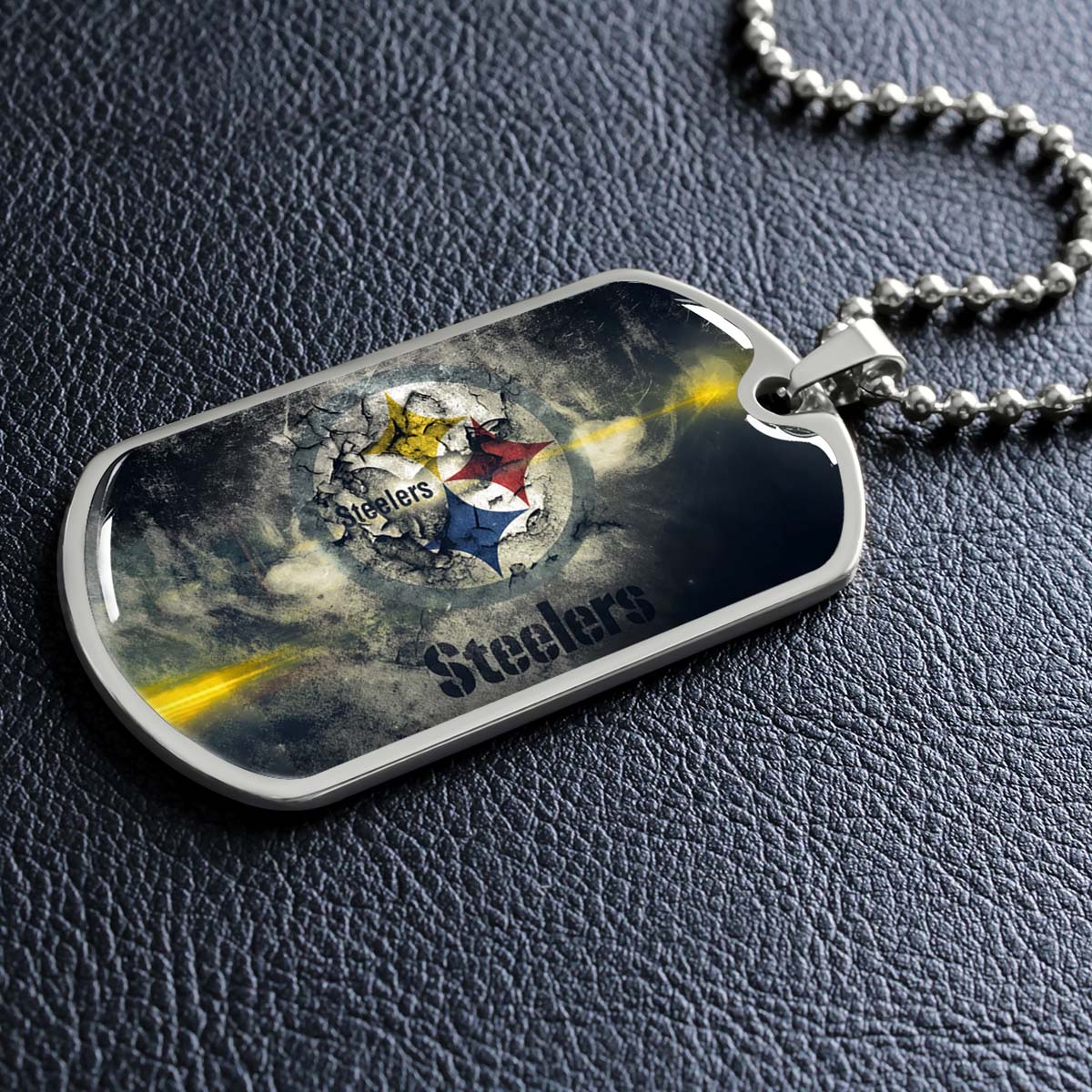 American Football - AFD076 - Pittsburgh Steelers - NFL Football Team - American Football Dog Tag - Military Ball Chain - Luxury Dog Tag