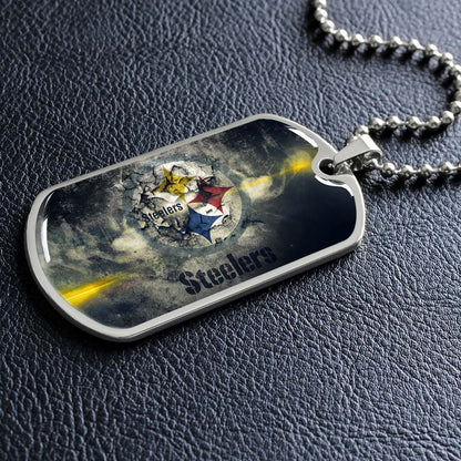 American Football - AFD076 - Pittsburgh Steelers - NFL Football Team - American Football Dog Tag - Military Ball Chain - Luxury Dog Tag