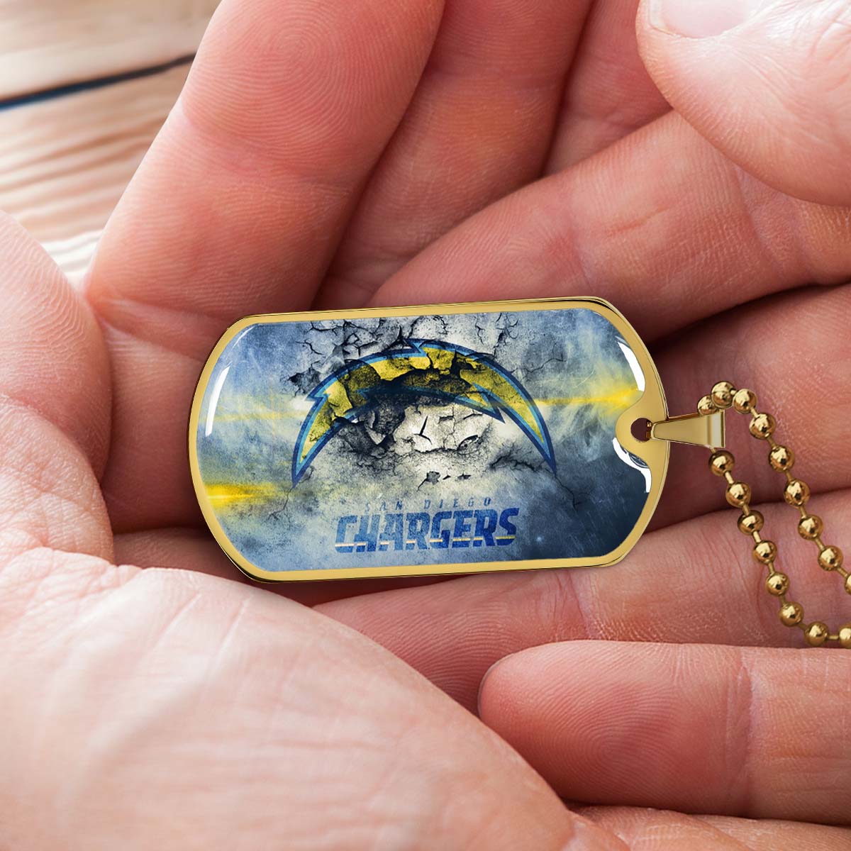 American Football - AFD077 - San Diego Chargers - NFL Football Team - American Football Dog Tag - Military Ball Chain - Luxury Dog Tag
