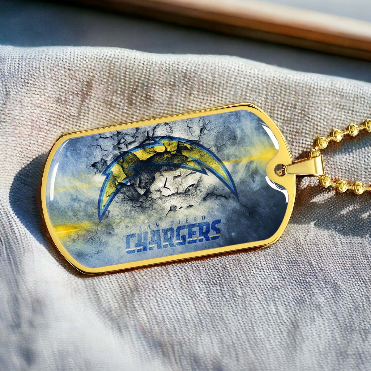 American Football - AFD077 - San Diego Chargers - NFL Football Team - American Football Dog Tag - Military Ball Chain - Luxury Dog Tag