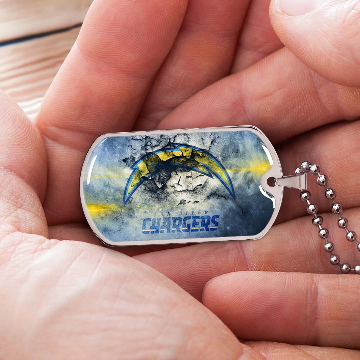 American Football - AFD077 - San Diego Chargers - NFL Football Team - American Football Dog Tag - Military Ball Chain - Luxury Dog Tag